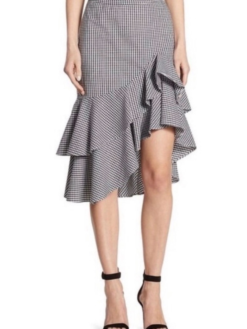 ❤️ NEW PeterSyn Black & White  Asymmetrical Ruflfed Skirt